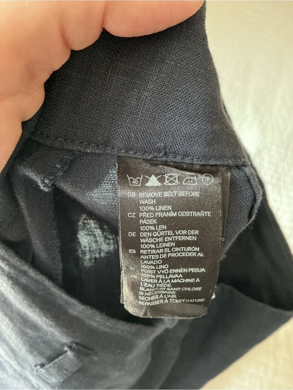 Wide Leg 100% linen Pants in Navy Blue